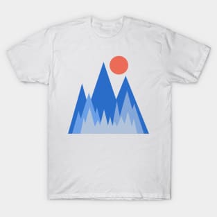 Blue mountains  and sun at sunset T-Shirt